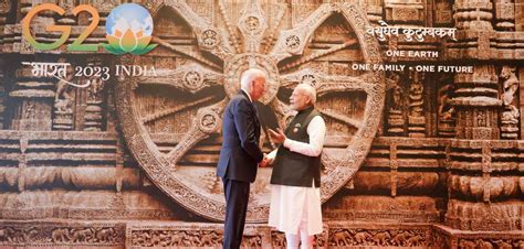 G Summit Pm Modi Shakes Hands Of Leaders In Front Of Konark Wheel