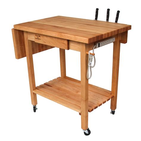 John Boos Maple Edge Grain Butcher Block Table Cart With Casters