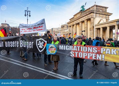 BERLIN GERMANY DEC 1 2018 Anti Immigration Demonstration The