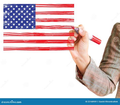 Hand Drawing American Flag Stock Illustration Illustration Of Banner