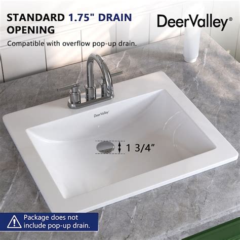 Deervalley Ceramic Drop In Rectangular White Bathroom Sink 16 54 In X