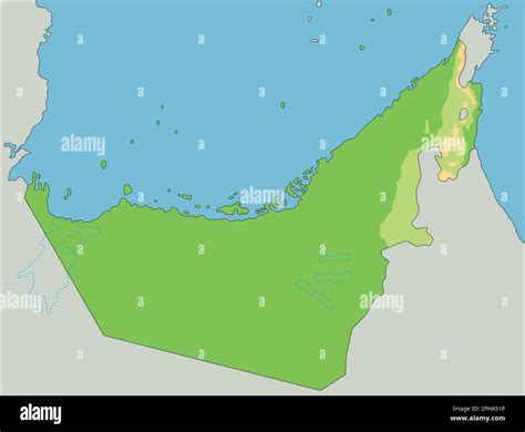 Mappa Fisica Degli Emirati Arabi Uniti Dettagliata Immagine E