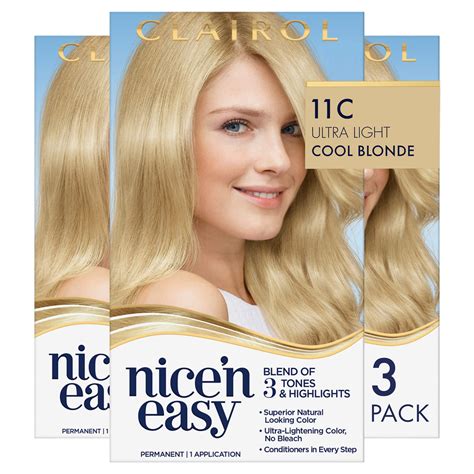 Clairol Nicen Easy Permanent Hair Dye 11c Ultra Light Cool Blonde