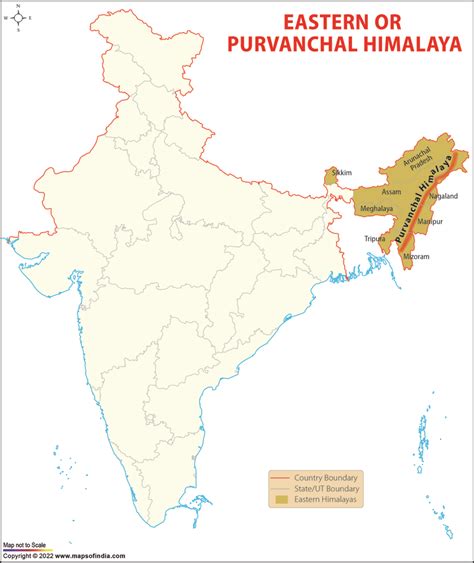 Eastern or Purvanchal Himalaya Map