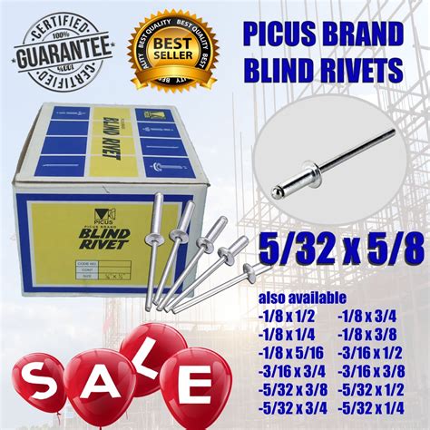 Picus Brand Blind Rivets 5 32 X 5 8 Per Box Shopee Philippines