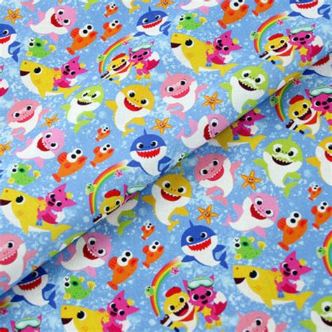 Baby Shark Fabric Shark Family Party Fabric 100% Cotton Cartoon Cotton ...