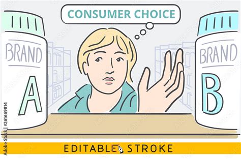 Consumer Choice Or Customer Choice Concept Situation Woman Choosing