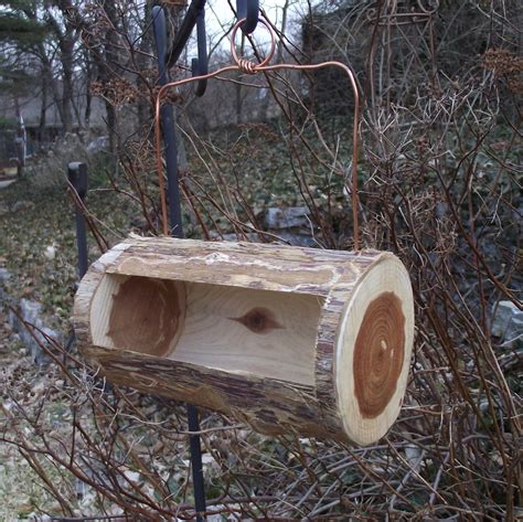 Cedar Log Bird Feeder Handmade from Reclaimed Tree Branch | Etsy