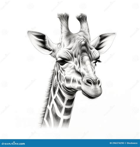 Realistic Giraffe Head Illustration In Pencil Detailed And High