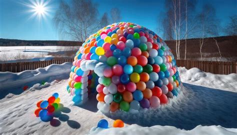 Premium Photo | Real water balloon igloo in snowy landscape