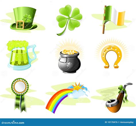 St Patrick S Day Icons Stock Vector Illustration Of Ribbon 10170476