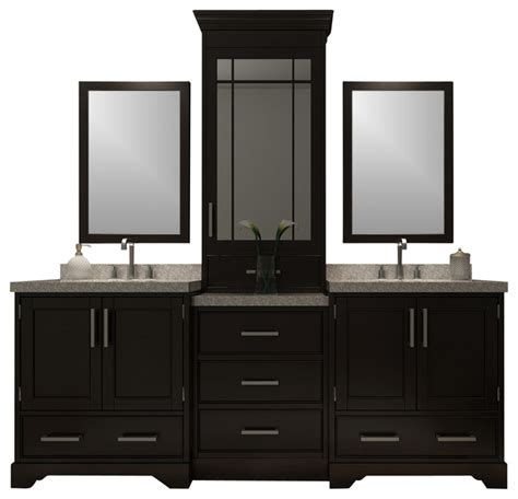 Stafford Double Sink Vanity Set Espresso Center Medicine Cabinet