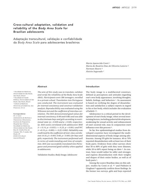 Pdf Cross Cultural Adaptation Validation And Reliability Of The Body