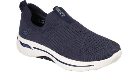 Skechers Synthetic Go Walk Arch Fit Iconic Trainers In Black Blue