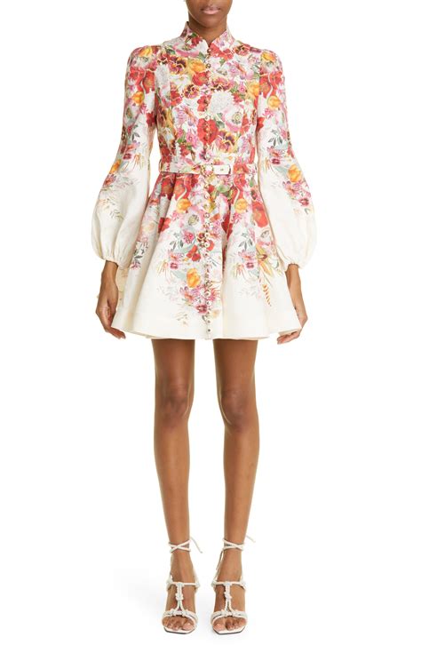 Zimmermann Wonderland Floral Long Sleeve Linen Dress Lyst