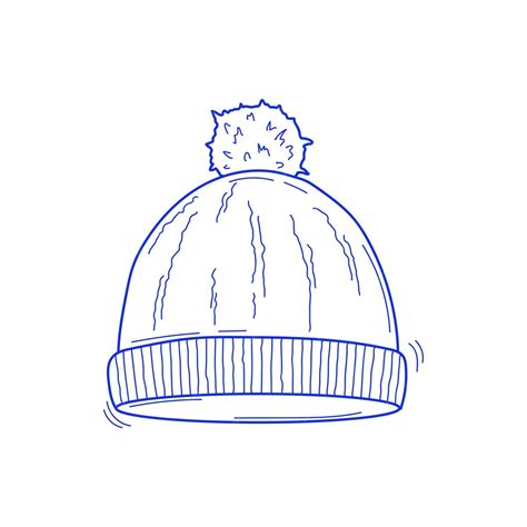 Premium Vector Vector Illustration Of Knitted Hat With Pompom In Sketch Style Isolated On