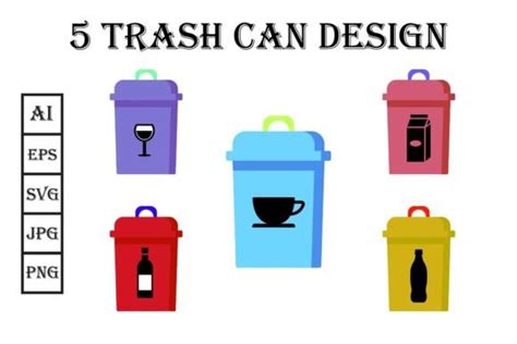 Trash Can Design Set Graphic by Conarsa Studio · Creative Fabrica