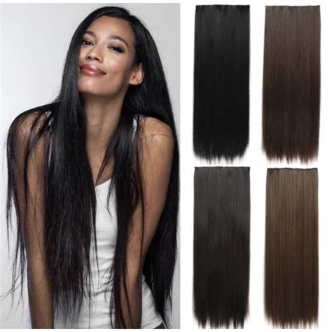 Aplique de Cabelo Tic Tac em Fibra Orgânica liso Preto 70cm identico