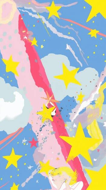 Anime shooting star art painting confetti | Premium AI-generated image