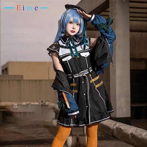 Hololive Vtuber Hoshimachi Suisei Cosplay Costume Women Cute Dress Coat