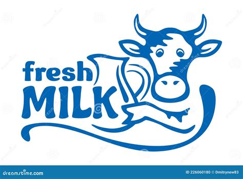 Fresh Milk Logo For Dairy Products Cow With Jug Stock Vector