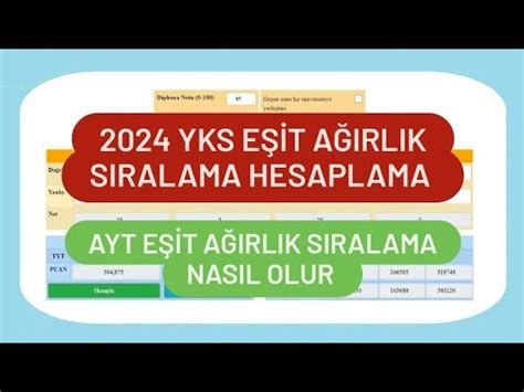 Yks E T A Irlik Siralama Hesaplama Ayt E T A Irlik Siralama