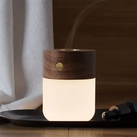 Lampe Aromathérapie À Led Diffuseur D Huiles Essentielles Bois Réglable