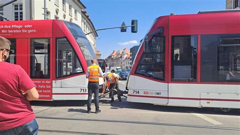 Defekte Straßenbahn legt Erfurter Innenstadt kurzzeitig lahm