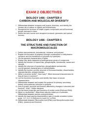 BIOL 1406 Lecture Ch4 6 Objectives And Notes Doc EXAM 2 OBJECTIVES