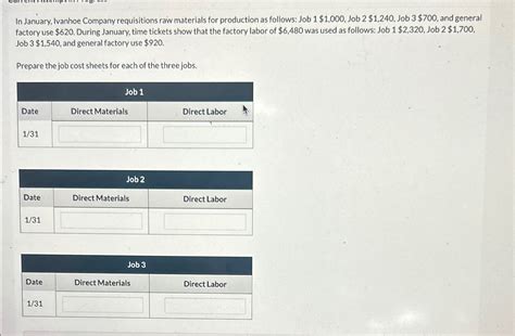 Solved In January Ivanhoe Company Requisitions Raw Chegg