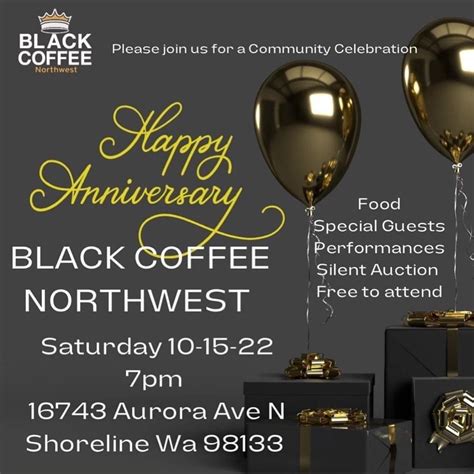 Black Coffee Northwest Anniversary Event Day At A Glance