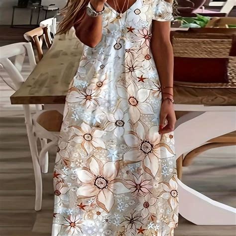 Plus Size Casual Tank Dress Womens Plus Floral Print Round Temu