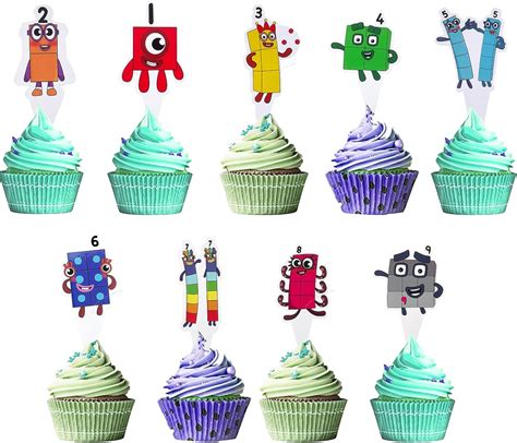 45 Pcs Numberblocks Birthday Party Supplies Numberblocks Theme Cupcake