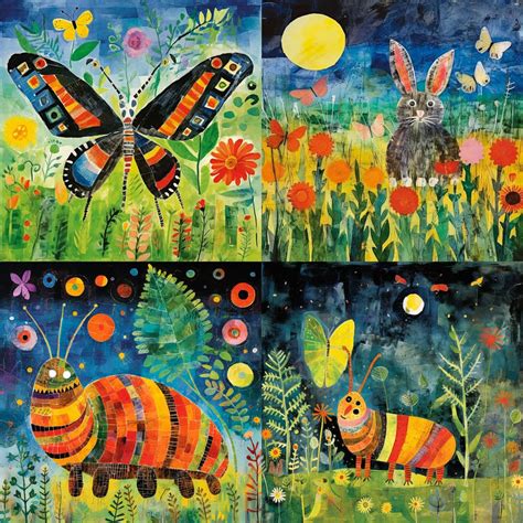 Eric Carle Ai Art Style Whimsical Collage Eric Carle Stable