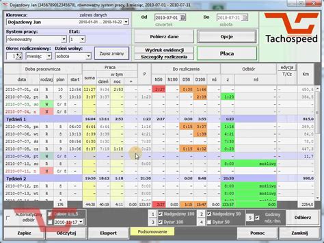 Ewidencja Czasu Pracy Kierowc W W Tachospeed Obja Nienie Kolumn Youtube