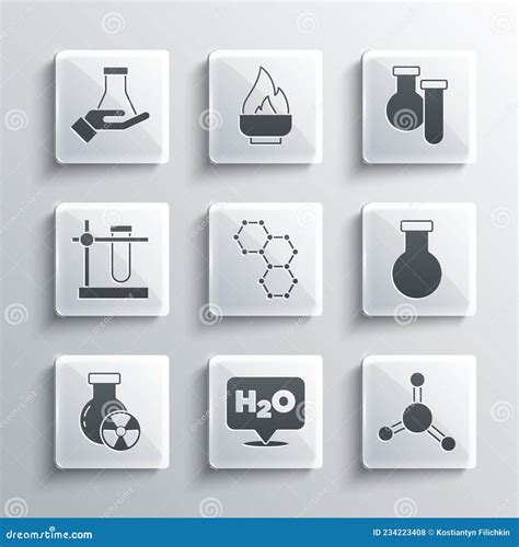 Set Chemical Formula For H2O Molecule Test Tube And Flask Radiation