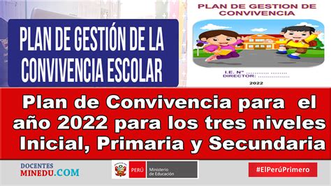 Plan de Convivencia para el año 2022 para los tres niveles Inicial