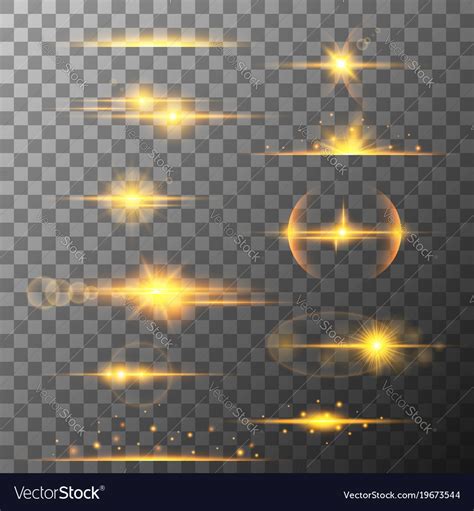 Collection Of Different Horizontal Flare Light Vector Image