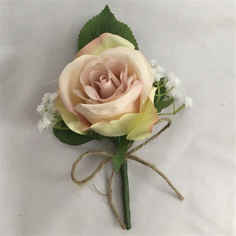 Single Open Rose Buttonhole With Gyp Village Green