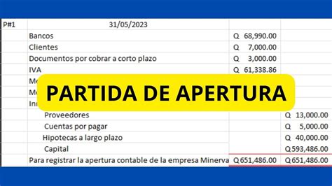 Cómo hacer una partida de apertura contable YouTube