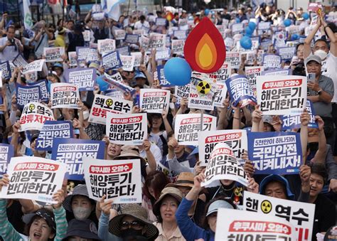 韩国最大在野党举行集会反对日本核污染水排海排放首尔民主党