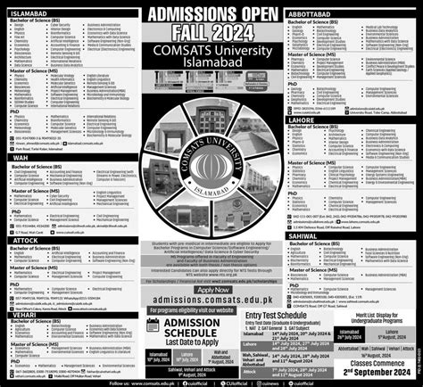 Admission Open In Comsats University Islamabad 2024