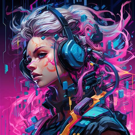 Premium Photo Cyberpunk Neon Pink Girls