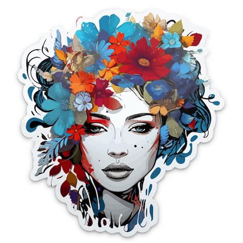 Premium Vector Girl Face With Flowers In Her Hair