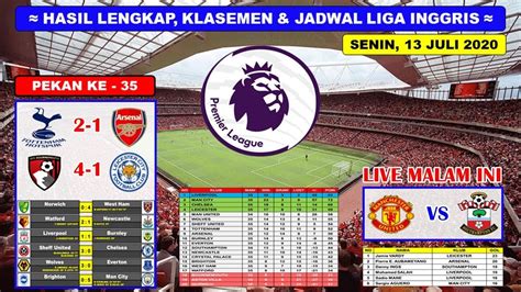 hasil highlights top skor liga inggris klasemen epl terbaru