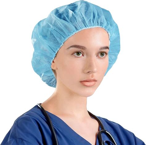 100 Pcs 21 Disposable Bouffant Hair Net Caps Spun