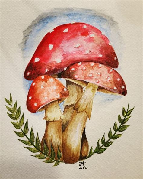 Amanita Muscaria Watercolor In 2023 Easy Canvas Painting Fall