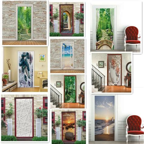 Pegatina 3D Para Puerta Mural Papel Tapiz Autoadhesivo PVC