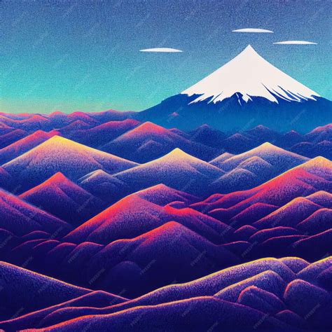 Premium Photo Vaporwave Snowy Mountain Landscape Synthwave Illustration