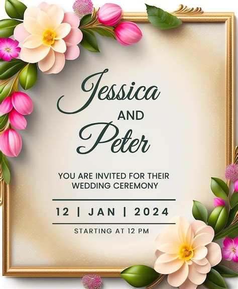 Wedding Invitation Greeting Cards Elegant Vintage Style Ai Generated Psd